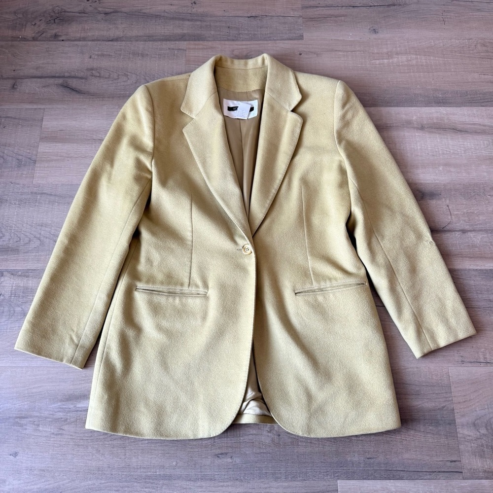 Vintage Votre Nom Paris Yellow Green Wool Cashmere Angora Blazer - Medium (2) - Picture 2 of 5